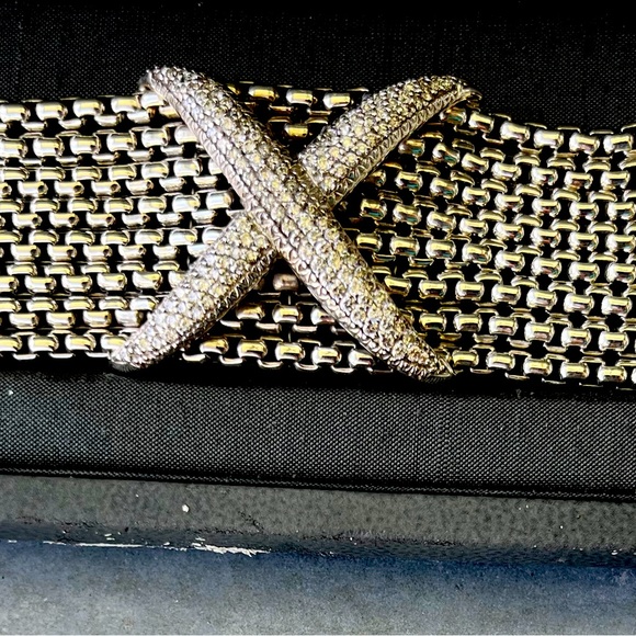 David Yurman 8 row chain bracelet with the famous X.diamonds & sterling silver - Picture 2 of 2